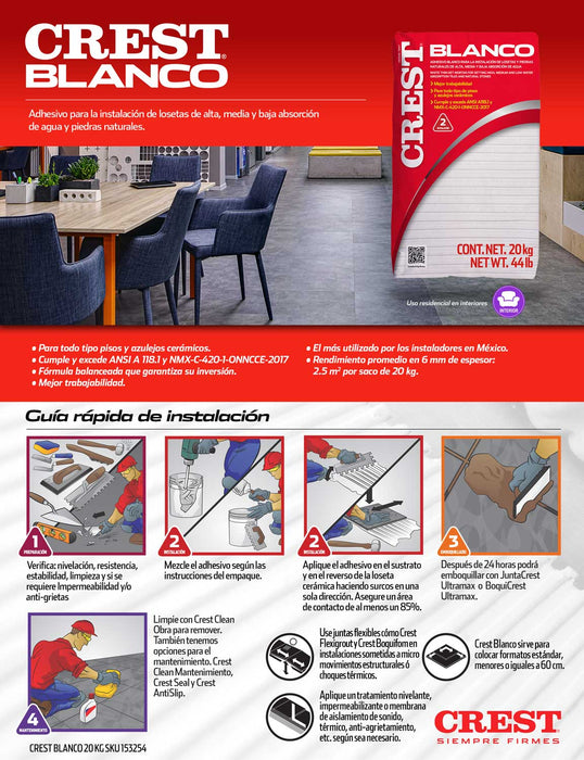 Pegazulejo Crest blanco | saco de 20 kg