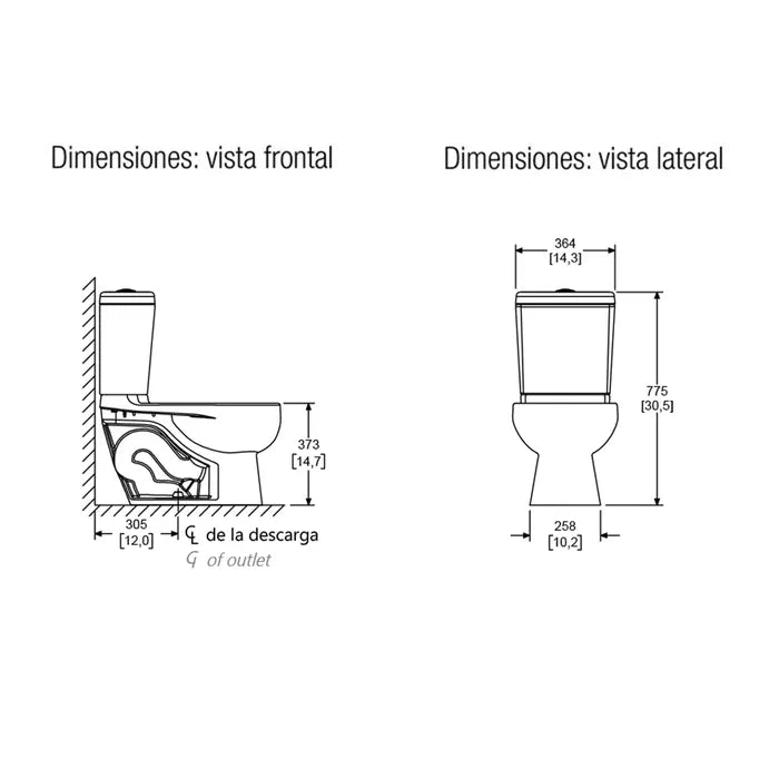 Sanitario WC Modelo Olimpia de 3.8 lpd | Marca Helvex