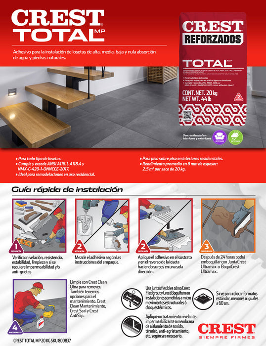 Pegazulejo Total Reforzado Crest Blanco de 20kg