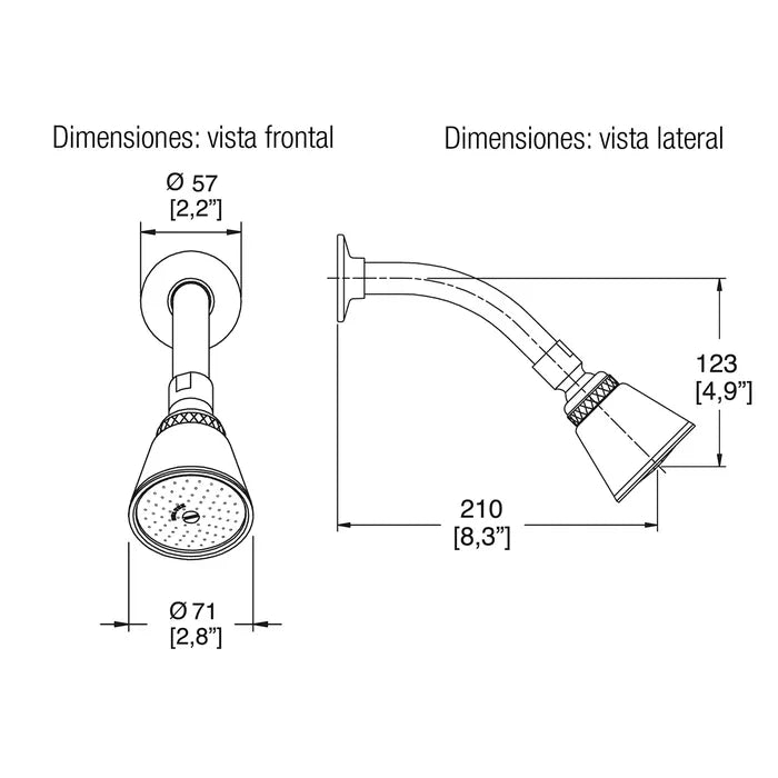 Helvex Regadera Para Baño Optima Acabado Cromo Modelo H-200
