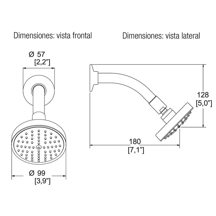 Helvex Regadera Para Baño Chorro Fijo Modelo  H-201