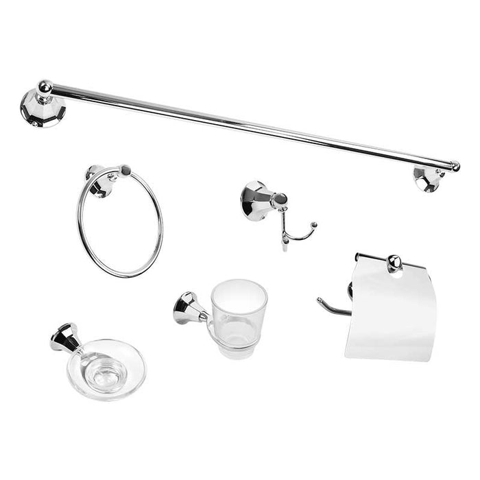 Juego de accesorios para baño de 6 piezas | Acabado Cromo | Marca Dica Modelo: 2700