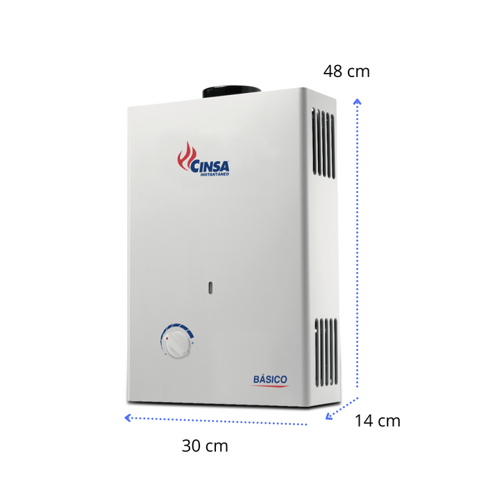 Calentador Instantáneo Cinsa CIN‑06 E Blanco – 6 L/min – Gas LP o Gas Natural