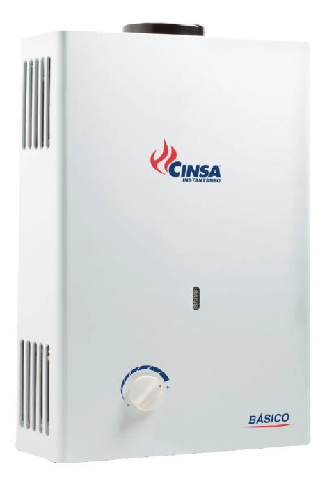 Calentador Instantáneo Cinsa CIN‑06 E Blanco – 6 L/min – Gas LP o Gas Natural