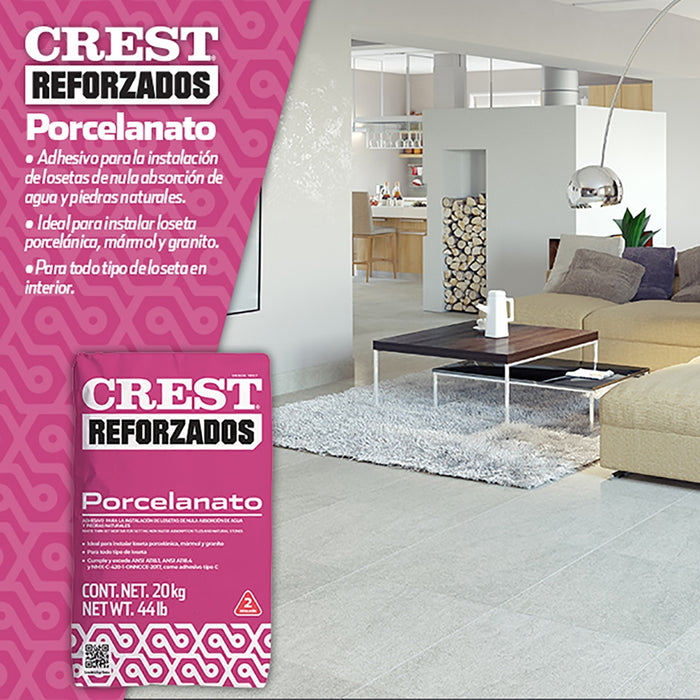 Adhesivo Crest Porcelanato Saco de 20kg Color Blanco