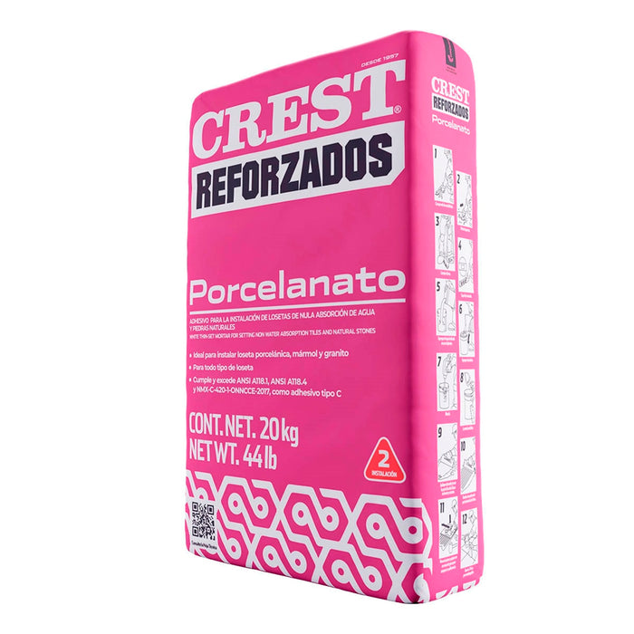 Adhesivo Crest Porcelanato Saco de 20kg Color Blanco