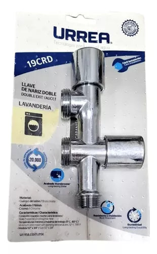 Llave Doble Urrea 19CRD Cromada para Lavadora y Lavavajillas 10 Anos Garantia Grupo SAR