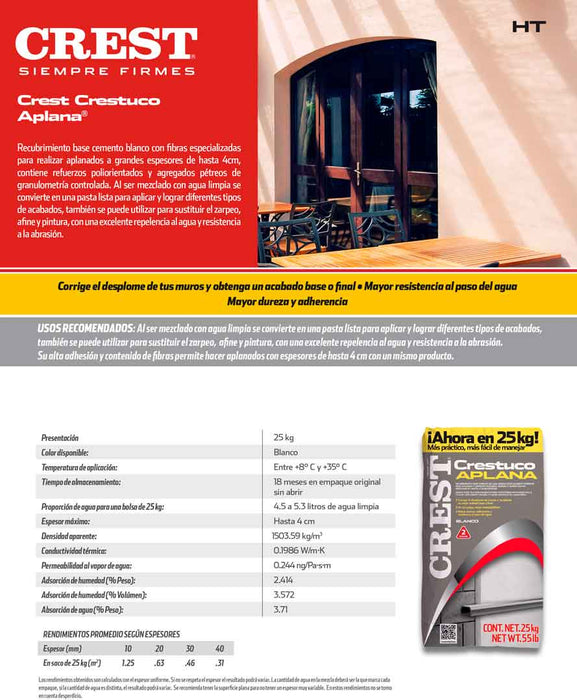 Crestuco Aplana Crest Saco 25kg Color blanco