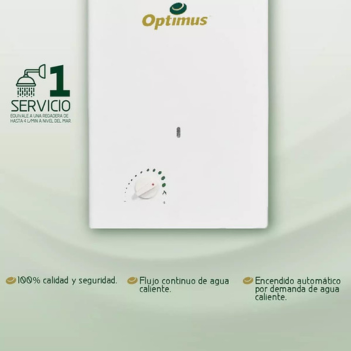 Bolier Calentador De Agua Instantaneo Optimus 6 Lts Gas LP