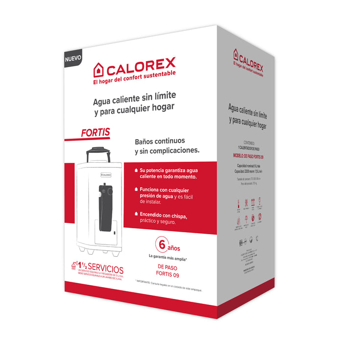 Calorex Boiler Calentador de Agua De Paso Fortis Para 09 1½ Servicios