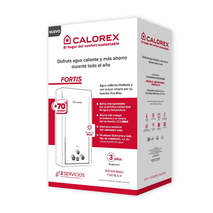 Calorex Boiler Calentador de Agua Instantaneo Fortis S 11 Para 2 Servicios