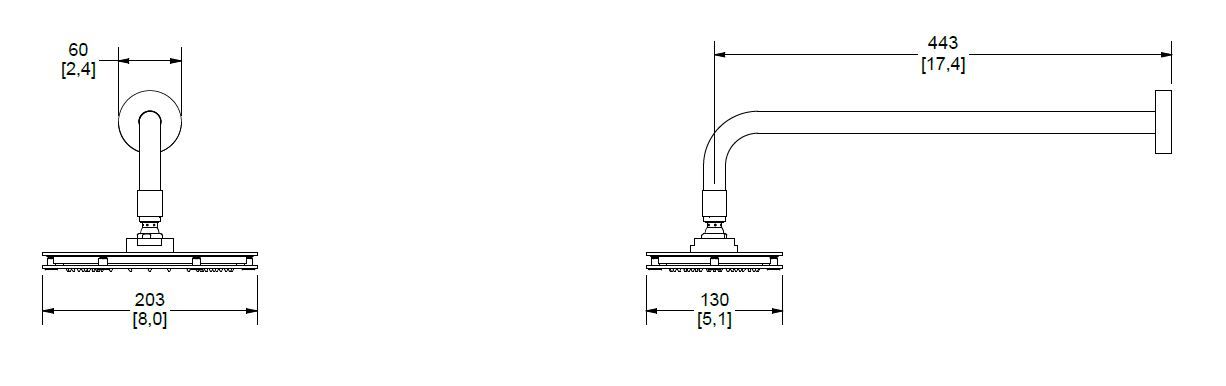 Regadera Helvex H-3005-TR035-EB/CR Premier Plato Ancho Ébano/Cromo con Brazo y Chapetón