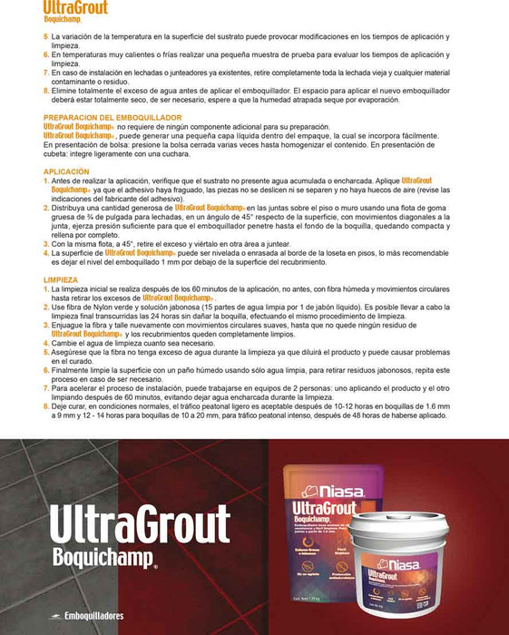Boquichamp Ultragrout Niasa Cubeta 4kg Color blanco