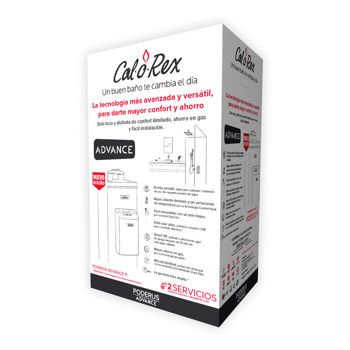 Calorex Boiler Calentador de Agua De Paso Para 2 Servicios Poderus Advance 11
