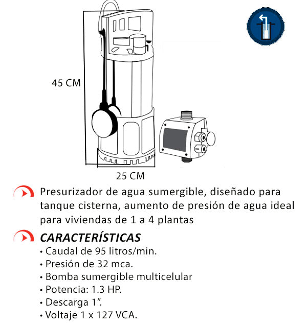 Rowa Bomba Presurizadora de Agua Sumergible Sub 1000