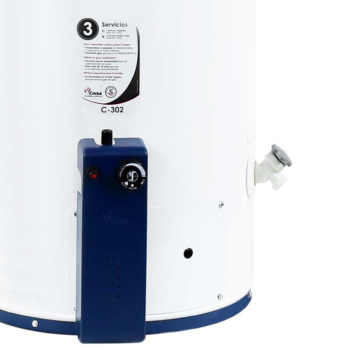 Boiler Calentador de Agua Automático a Gas-LP Cinsa C-302: 106 Litros para 3 Servicios