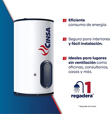 Cinsa Boiler Calentador de Agua De Deposito Electrico Para 1 Servicio CIE-10