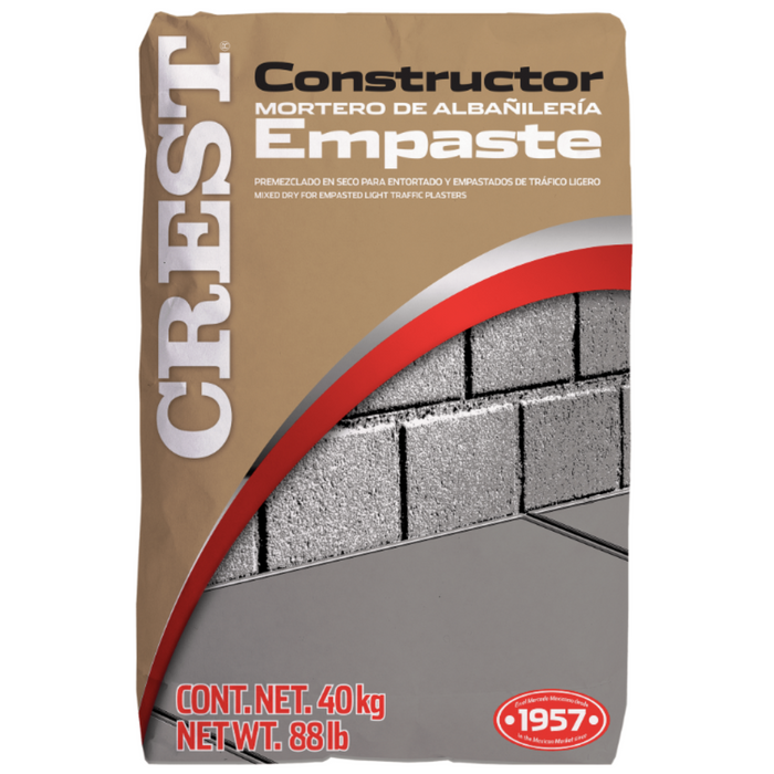 Empaste Constructor | Mortero Crest Color Gris 40 Kg