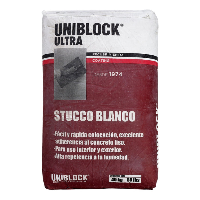 Estuco Ultra Uniblock Saco 40kg Color Blanco
