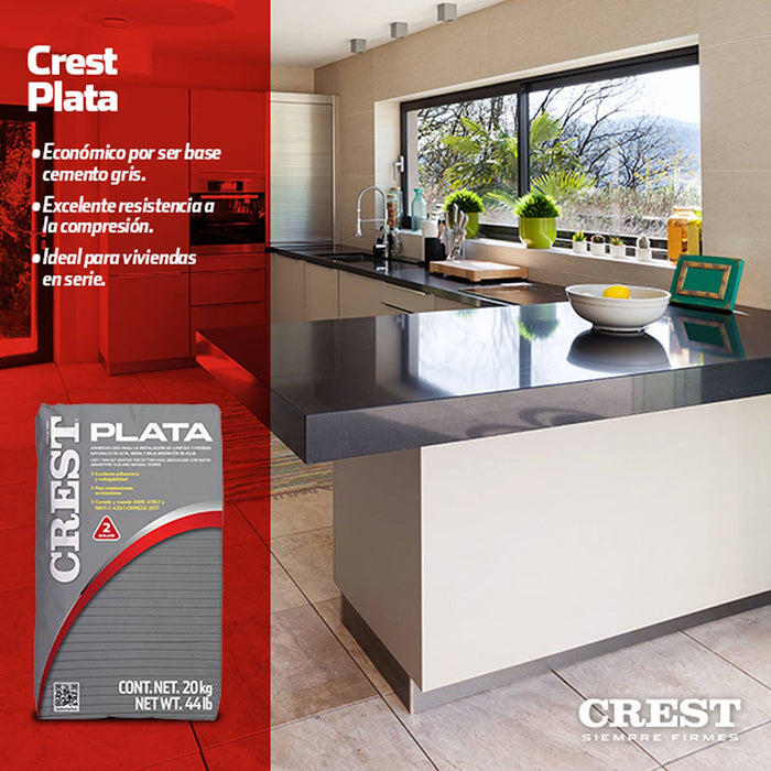 Crest Saco Plata de 20 kg | Adhesivo par para la instalación de pisos y azulejos